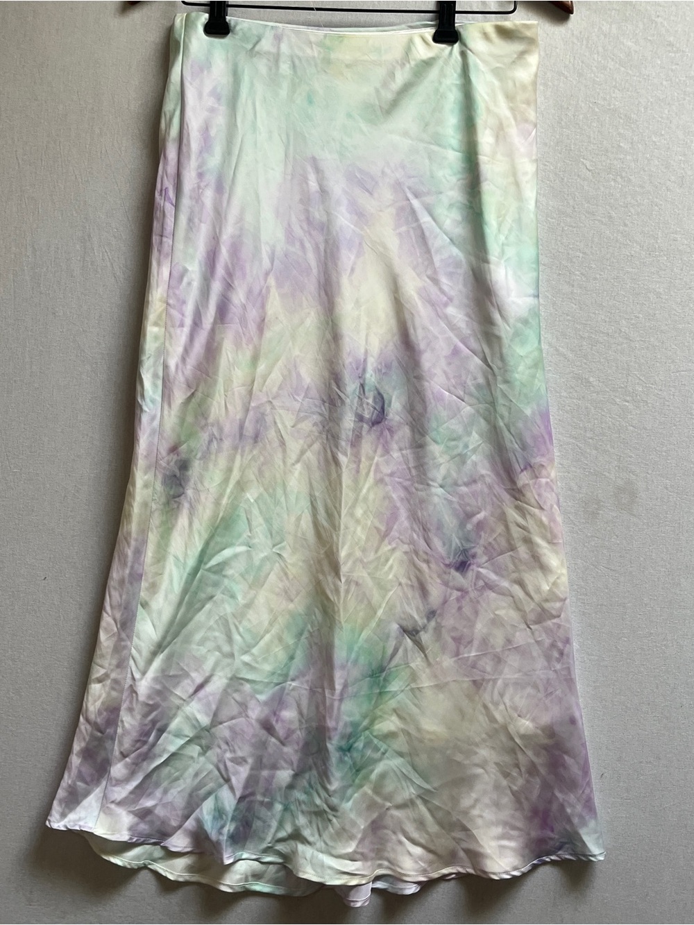 Le Lis Satin Rayon Tie Dye Midi Skirt Size Medium